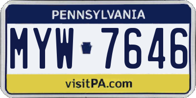 PA license plate MYW7646