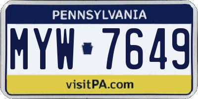 PA license plate MYW7649