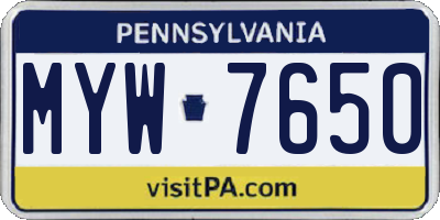 PA license plate MYW7650