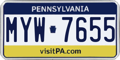 PA license plate MYW7655