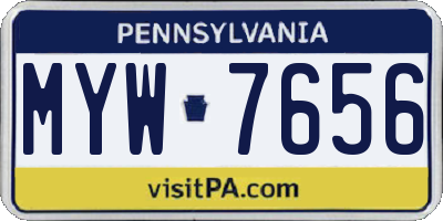 PA license plate MYW7656