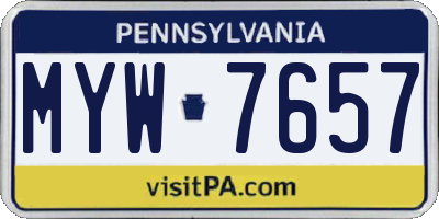 PA license plate MYW7657