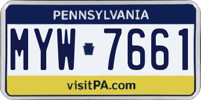 PA license plate MYW7661