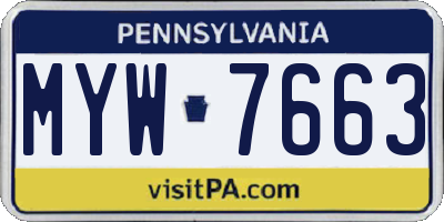 PA license plate MYW7663