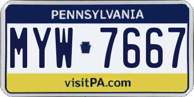 PA license plate MYW7667