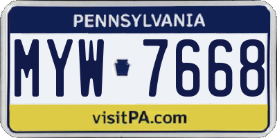 PA license plate MYW7668