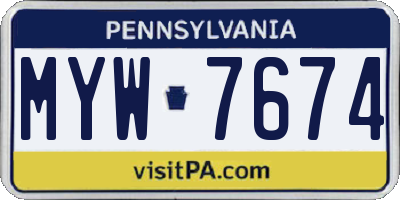 PA license plate MYW7674