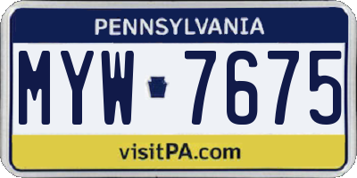 PA license plate MYW7675