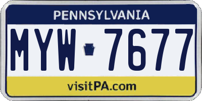 PA license plate MYW7677