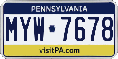 PA license plate MYW7678