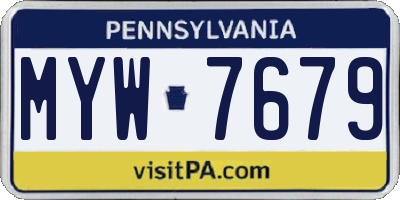 PA license plate MYW7679