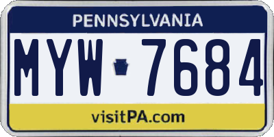 PA license plate MYW7684