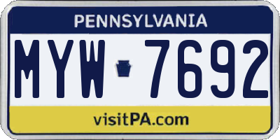 PA license plate MYW7692