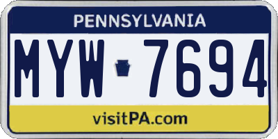 PA license plate MYW7694