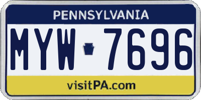 PA license plate MYW7696