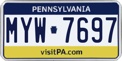 PA license plate MYW7697