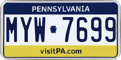 PA license plate MYW7699