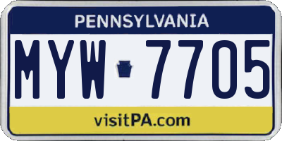 PA license plate MYW7705
