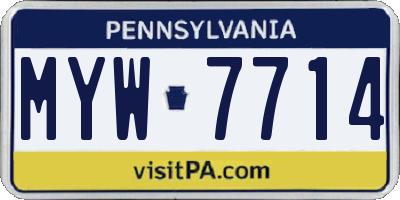 PA license plate MYW7714