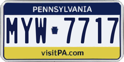 PA license plate MYW7717