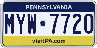 PA license plate MYW7720