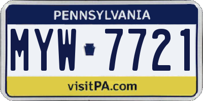 PA license plate MYW7721