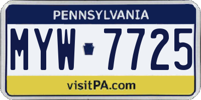 PA license plate MYW7725