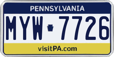 PA license plate MYW7726