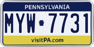 PA license plate MYW7731