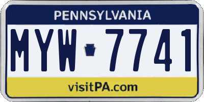 PA license plate MYW7741
