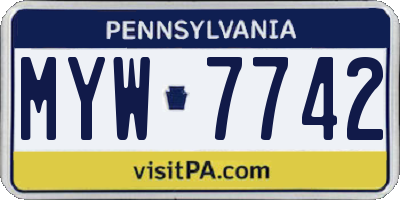 PA license plate MYW7742