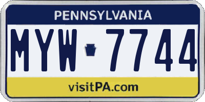 PA license plate MYW7744