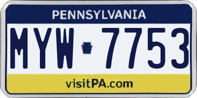 PA license plate MYW7753