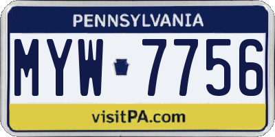 PA license plate MYW7756