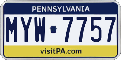 PA license plate MYW7757