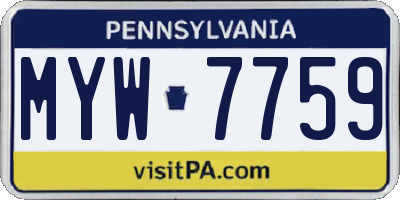 PA license plate MYW7759