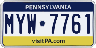 PA license plate MYW7761