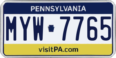 PA license plate MYW7765