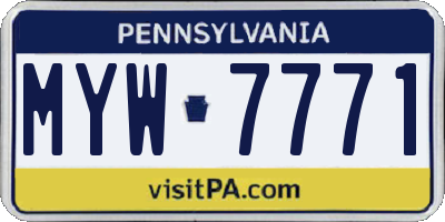 PA license plate MYW7771