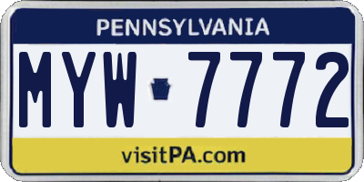 PA license plate MYW7772
