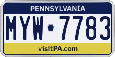 PA license plate MYW7783