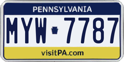 PA license plate MYW7787