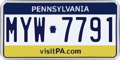 PA license plate MYW7791