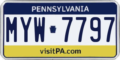 PA license plate MYW7797