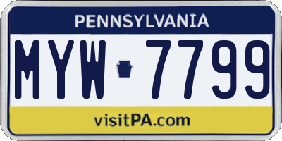 PA license plate MYW7799