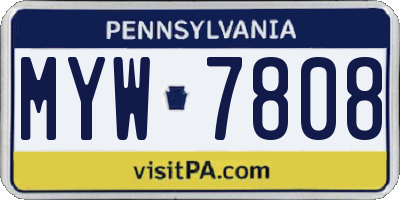 PA license plate MYW7808
