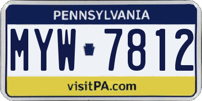 PA license plate MYW7812