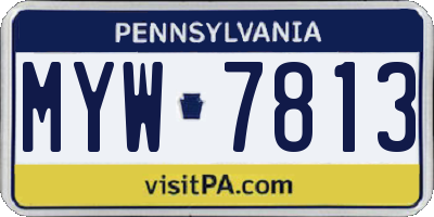 PA license plate MYW7813