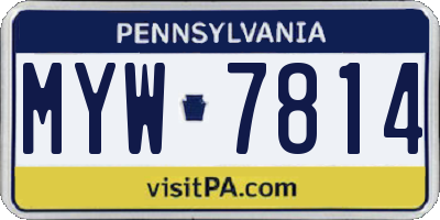 PA license plate MYW7814