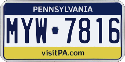 PA license plate MYW7816